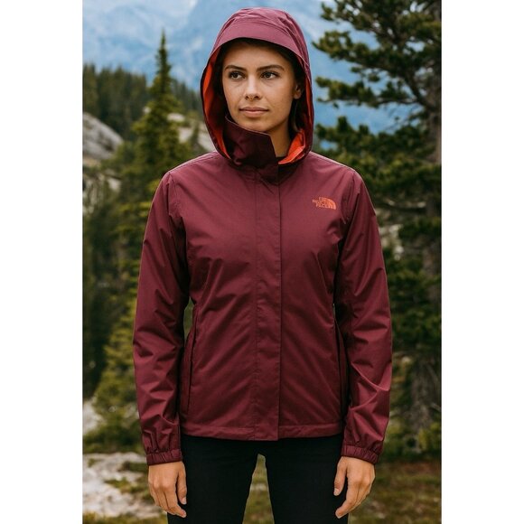 NEW! The North Face Resolve Rain Jacket DryVent Hooded Windbreaker Garnet Red S - Picture 2 of 9
